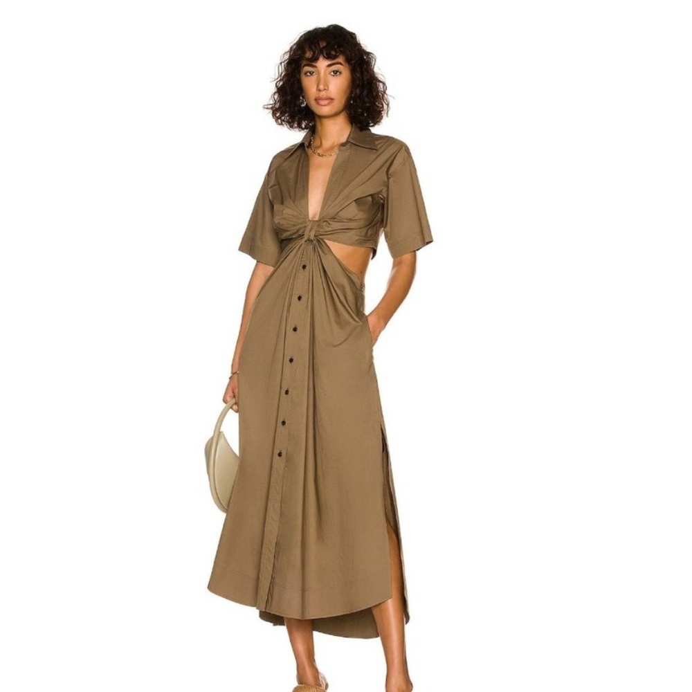 A.L.C. Georgia Open Back Shirtdress Green Womens Size 2